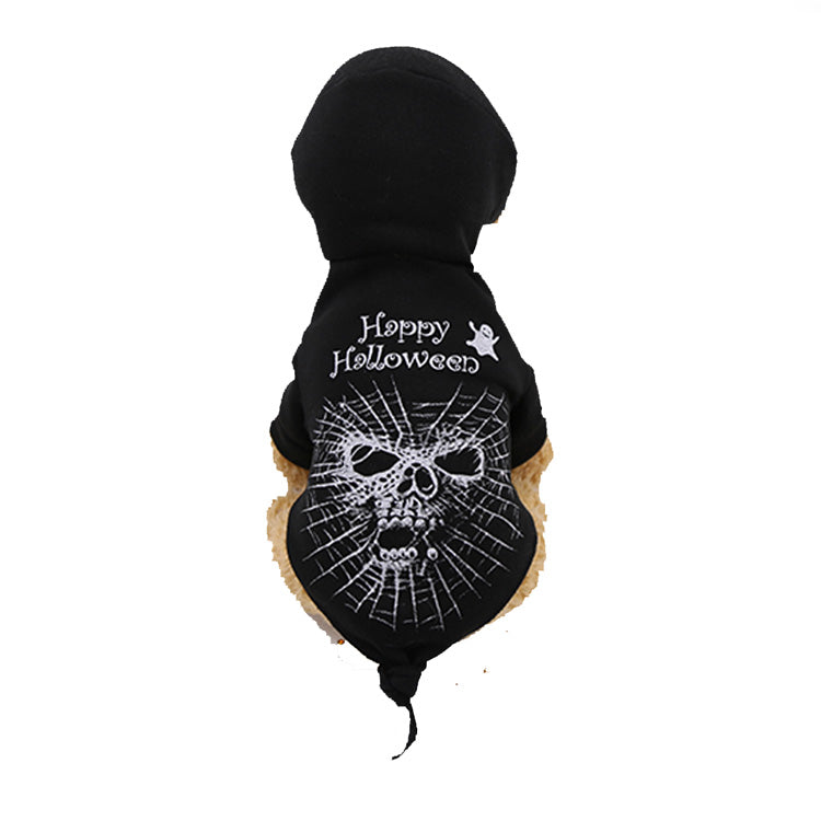 Dog Halloween Hooded Skull Sweatshirt