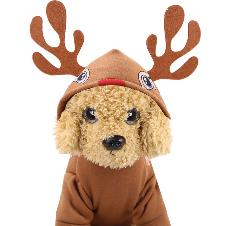 Pet / Dog / Cats Novelty Christmas Hooded Sweatshirt with Antlers