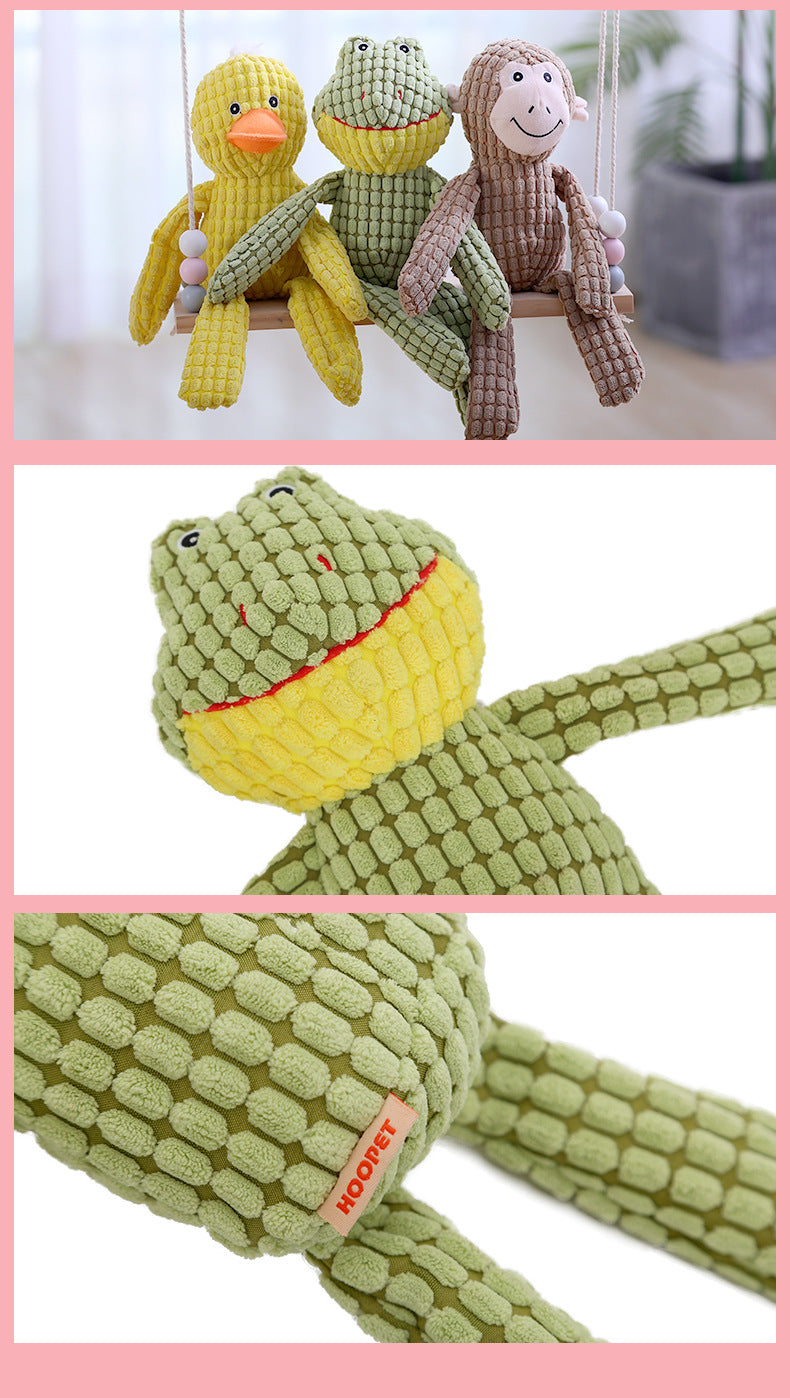 Textured Plush Squeaking Monkey Dog Toy