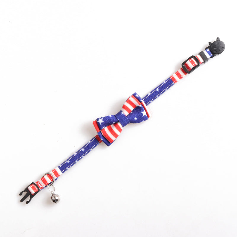 Cat, Dog American flag bow tie collar