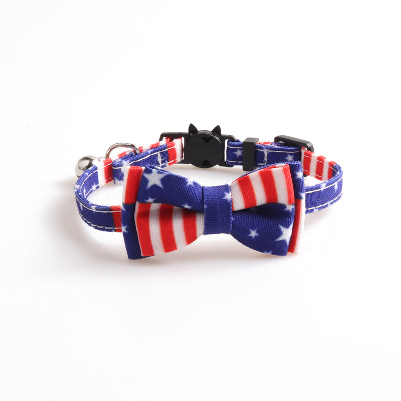 Cat, Dog American flag bow tie collar