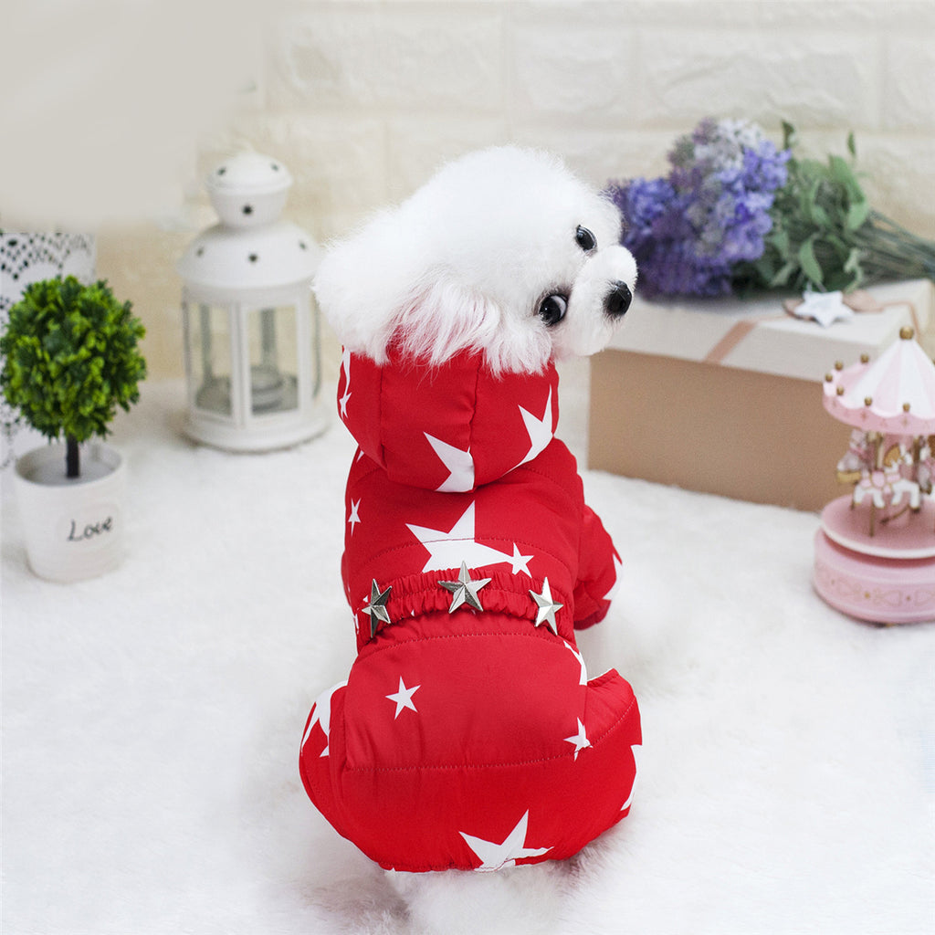 Pet / Dogs / Stars Hooded Puffer Snowsuit