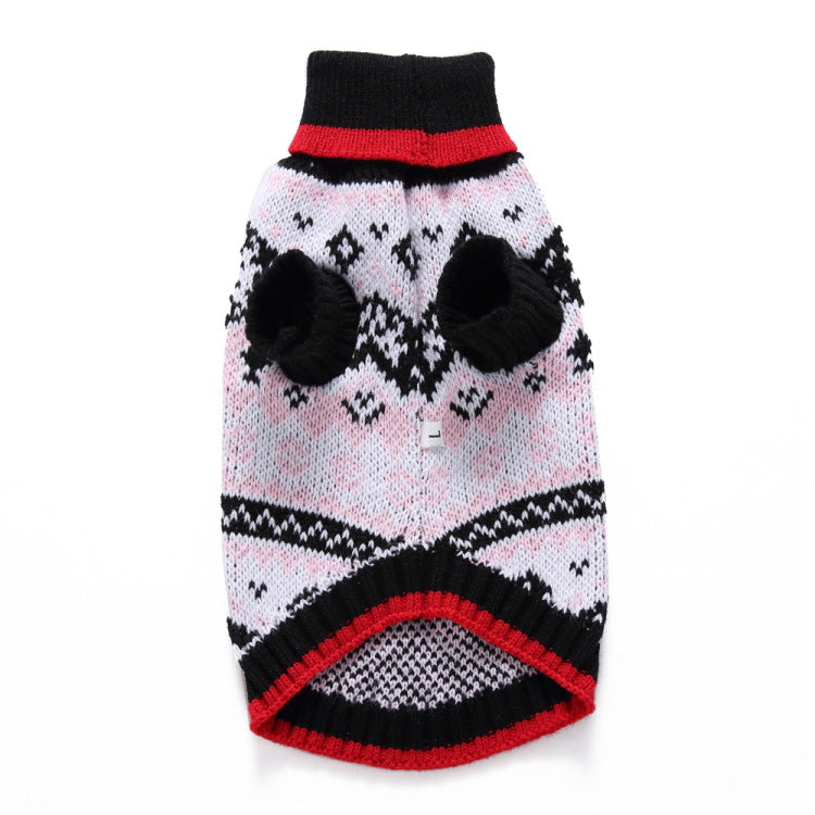 Pet Festive Classic Fair Isle Sweater in Pink and Navy