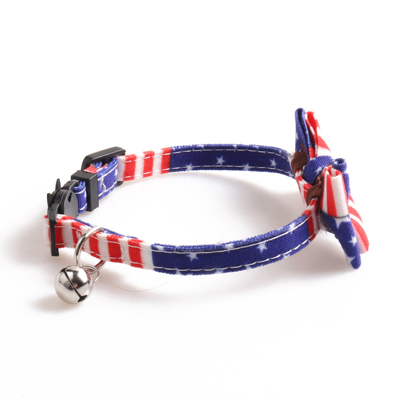 Cat, Dog American flag bow tie collar