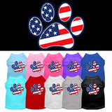 PATRIOTIC PAW PRINT SCREEN PRINT SHIRTS, AMERICANA STARS & STRIPES