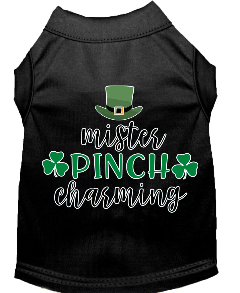 Mr. Pinch Charming Screen Print Dog Shirt, Pet St. Patrick's Day T-shirt