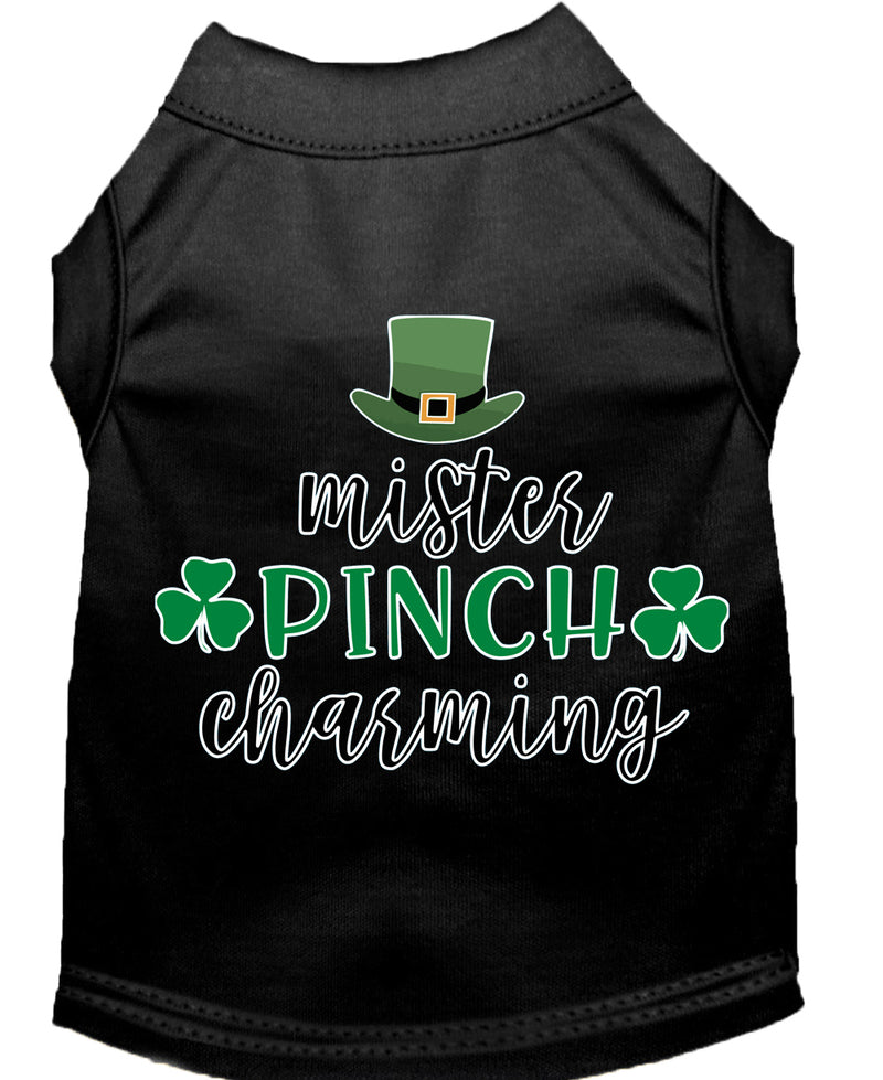 Mr. Pinch Charming Screen Print Dog Shirt, Pet St. Patrick's Day T-shirt