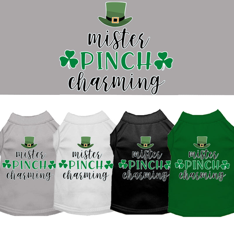 Mr. Pinch Charming Screen Print Dog Shirt, Pet St. Patrick's Day T-shirt