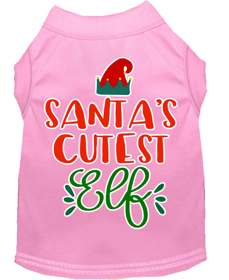 Dog / Pet Christmas T-Shirt : Santa's Cutest Elf Screen Print Dog T-Shirt