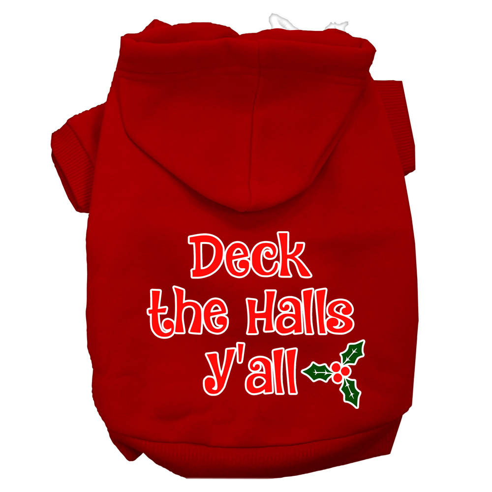 Dog / Pet Adorable Christmas Hoodie : Deck the Halls Y'all Screen Print Dog Hoodie