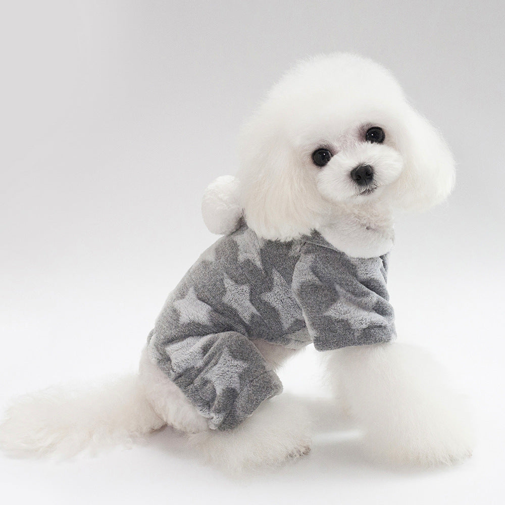 Pet / Dog / Cat One Piece Stars Hooded Jumper in Aqua, Pink or Grey