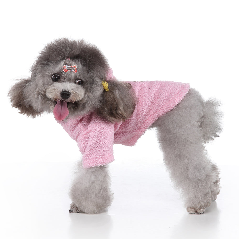 Pet / Dog Teddy Hooded Cashmere Fleece Embroidered Dog Paw