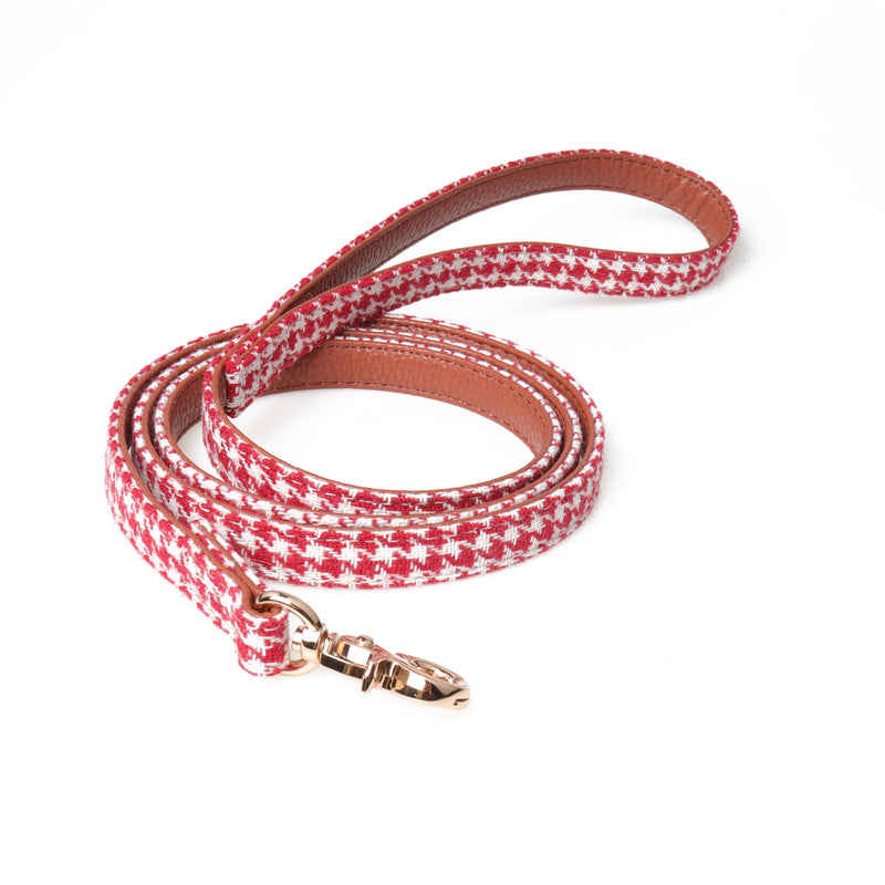 Dog Red Designer Houndstooth Leash