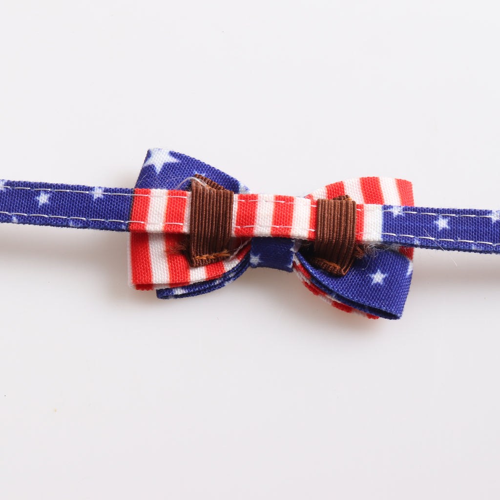 Cat, Dog American flag bow tie collar