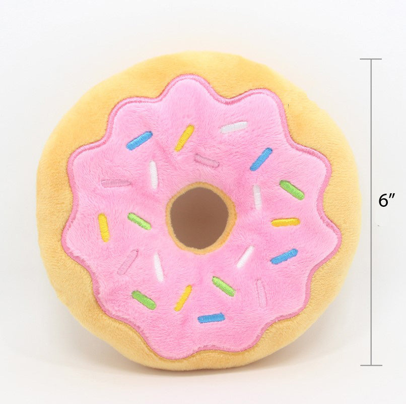 Plush Squeaking Donut Dog Toy