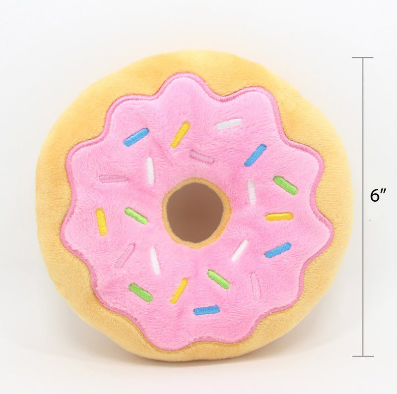 Plush Squeaking Donut Dog Toy