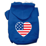 AMERICAN FLAG HEART SCREEN PRINT PET HOODIES