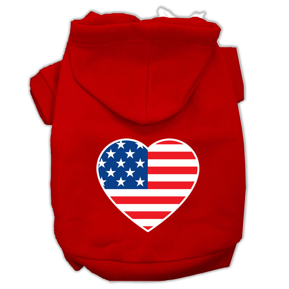 AMERICAN FLAG HEART SCREEN PRINT PET HOODIES