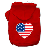 AMERICAN FLAG HEART SCREEN PRINT PET HOODIES