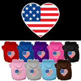 AMERICAN FLAG HEART SCREEN PRINT PET HOODIES