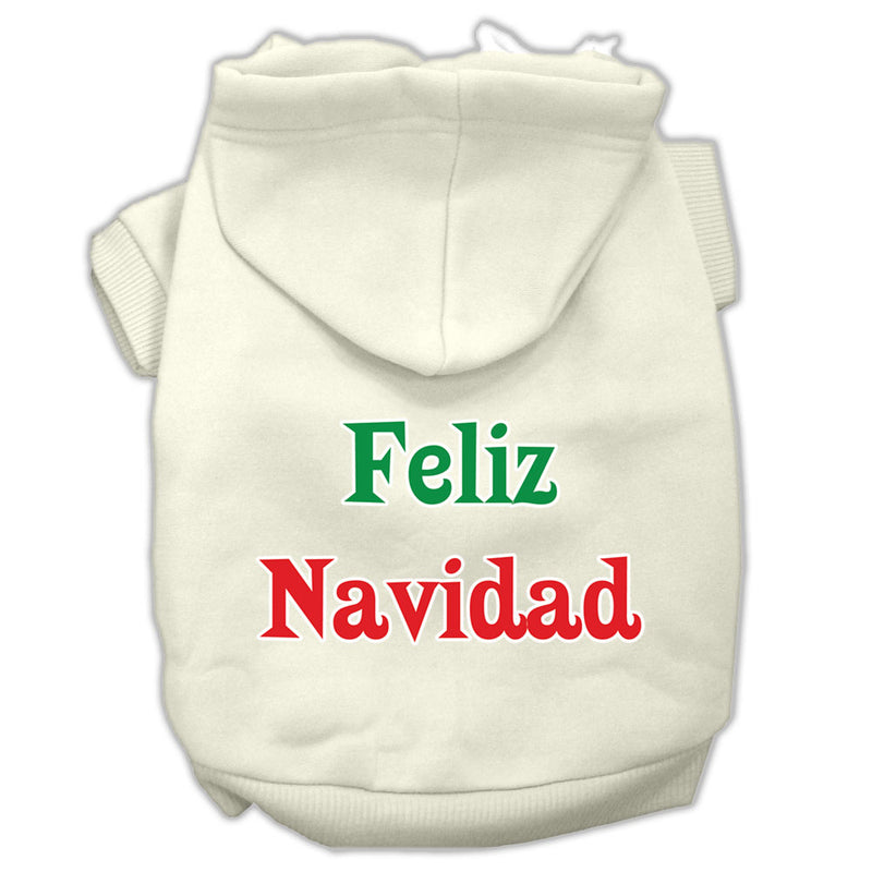 Dog / Pet Adorable Christmas Hoodie : Feliz Navidad Screen Print Pet Hoodies