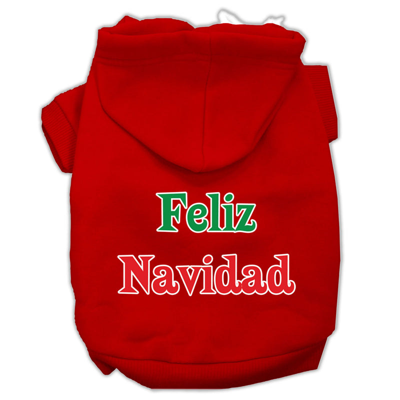 Dog / Pet Adorable Christmas Hoodie : Feliz Navidad Screen Print Pet Hoodies
