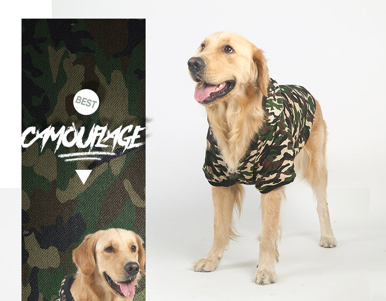 Large Dog Sweatshirt Woof Trails Camo Dog Hoodie Dog Clothes Extra Warm Fleece Lining Stretchy Fit For Small Medium Large Dogs (Camo, Medium Dog Hoodies
