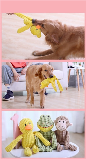 Textured Plush Squeaking Monkey Dog Toy