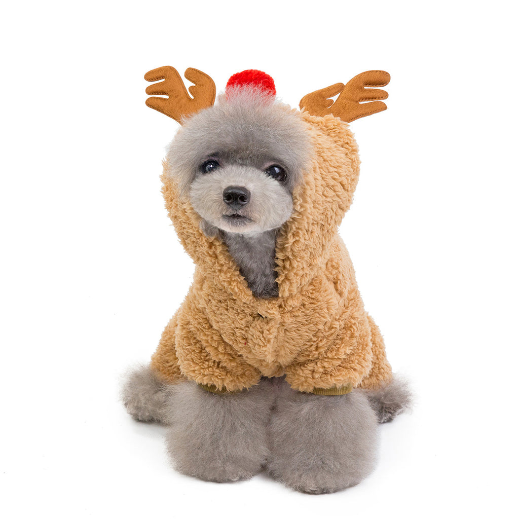 Dog / Pet / Cat Reindeer faux fur hood Onesie