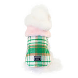 Toby's Designer Wool blend Plaid PeaCoat With Pink Faux Fur Collar