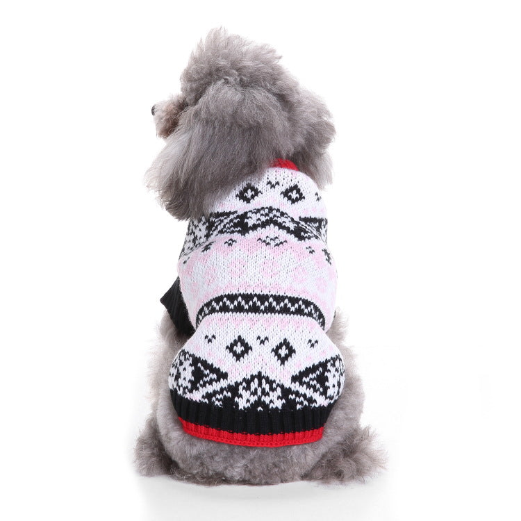 Pet Festive Classic Fair Isle Sweater in Pink and Navy