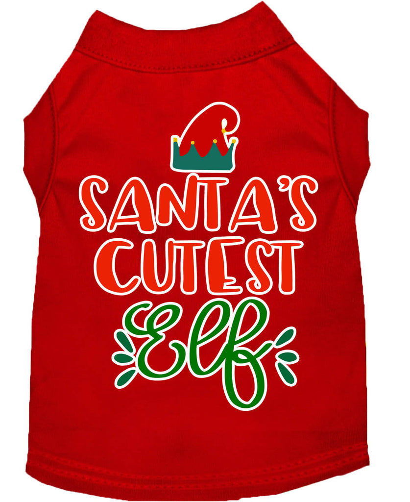 Dog / Pet Christmas T-Shirt : Santa's Cutest Elf Screen Print Dog T-Shirt