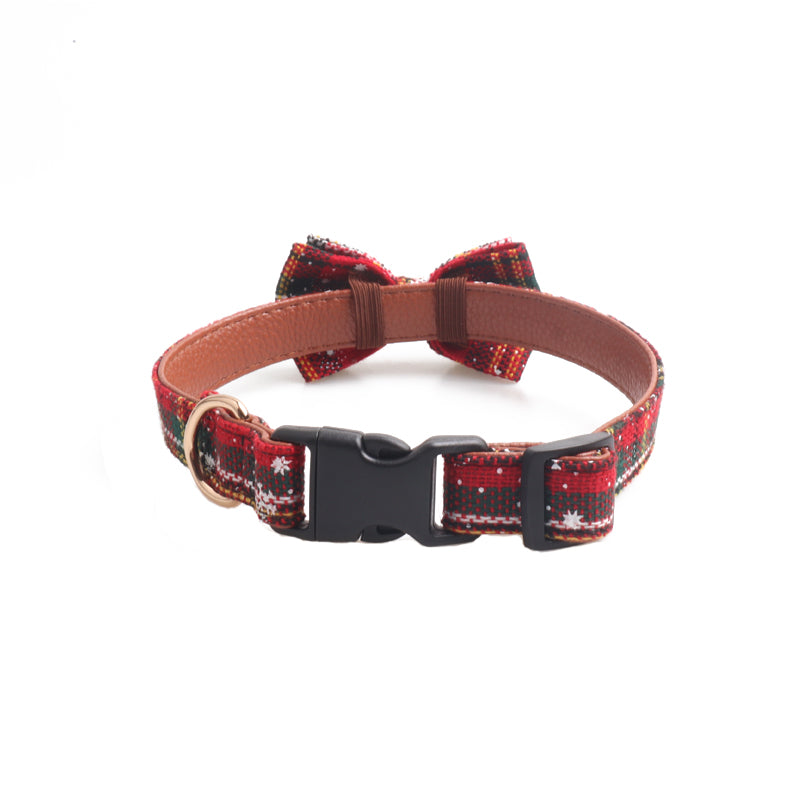 holiday dog collar with bow tie