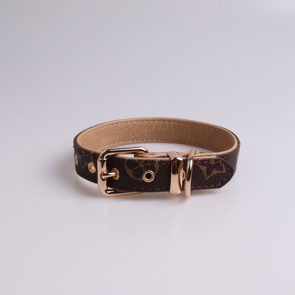 Brown - Designer LV Bowtie Cat Collar Pu Leather