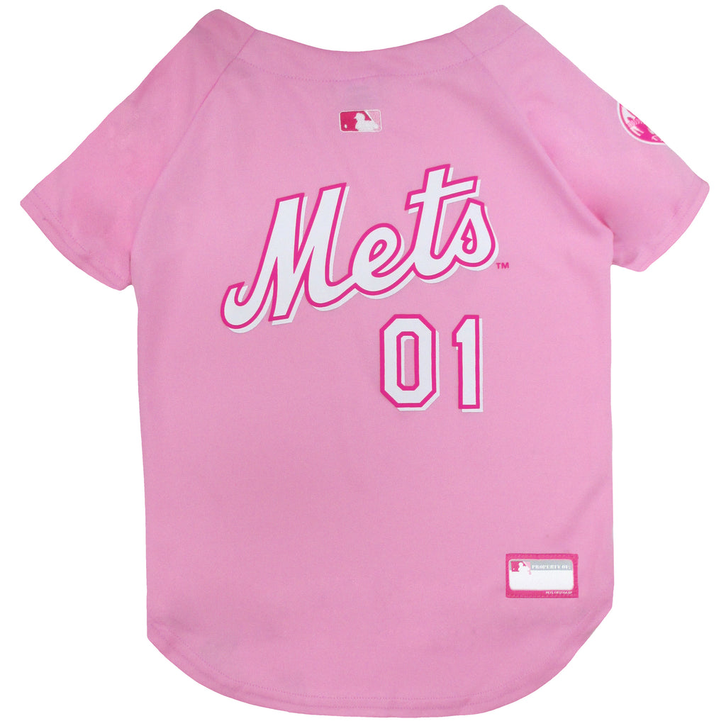 New York Pink Mets Pets First MLB Dog & Cat Baseball Jersey for